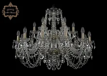 Люстра подвесная хрустальная 11.11.12+6.300.2d.Br.Sp Bohemia Art Classic прозрачная на 18 ламп, основание бронзовое в стиле классический Люстра подвесная хрустальная 11.11.12+6.300.2d.Br.Sp Bohemia Art Classic прозрачная на 18 ламп, основание бронзовое в стиле классический